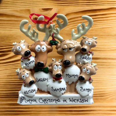 Reindeer Family 7 Personalised Christmas Ornaments