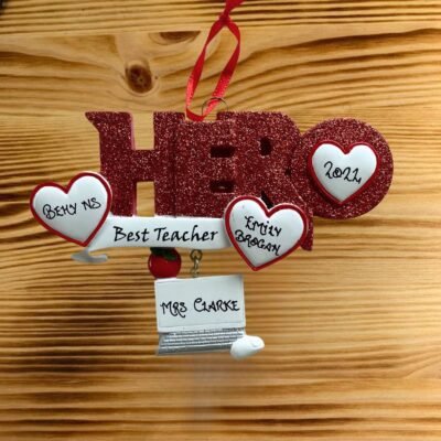 Hero Teacher Personalised Christmas Ornament
